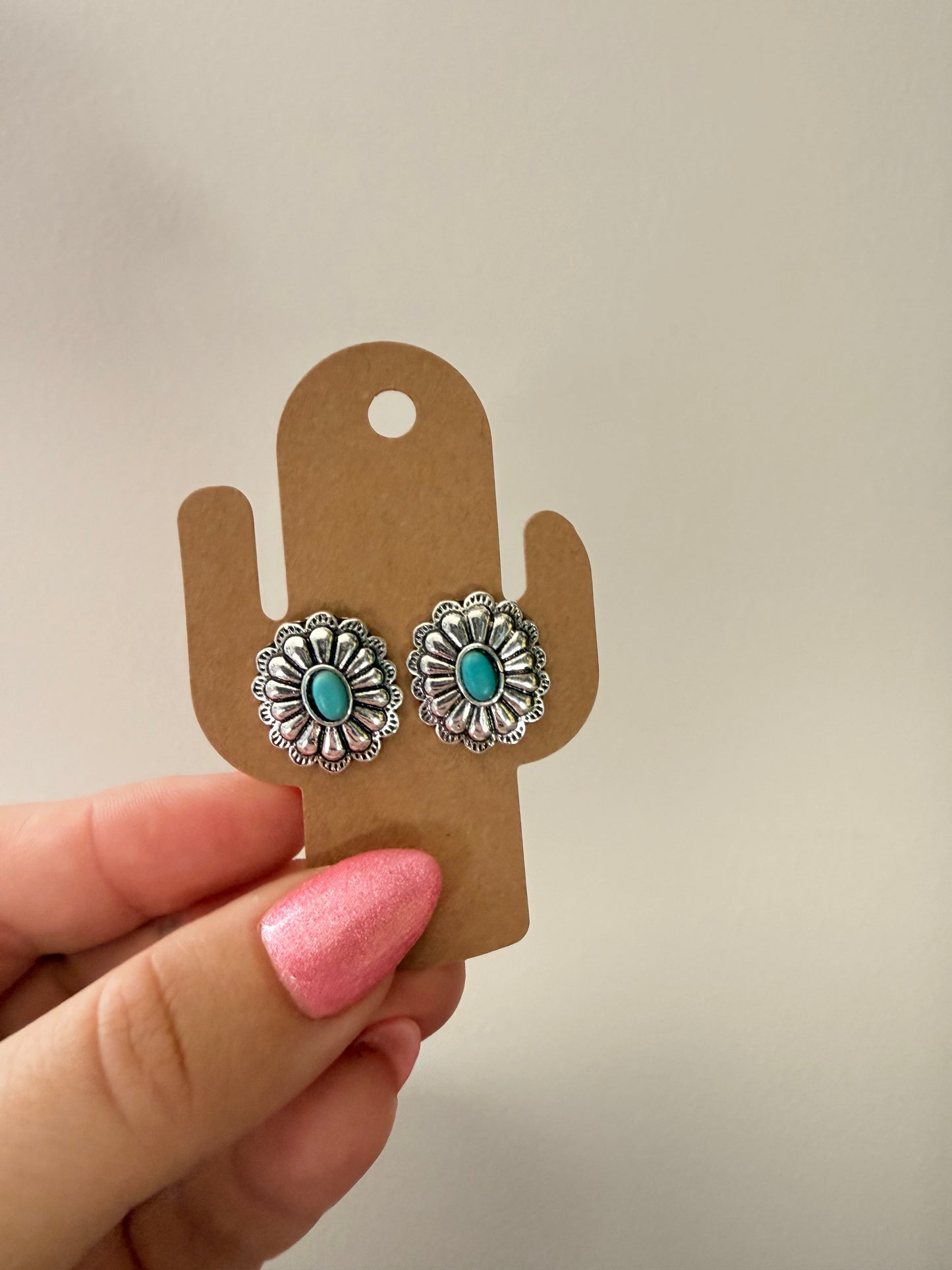 Turquoise Petal Stud Earrings