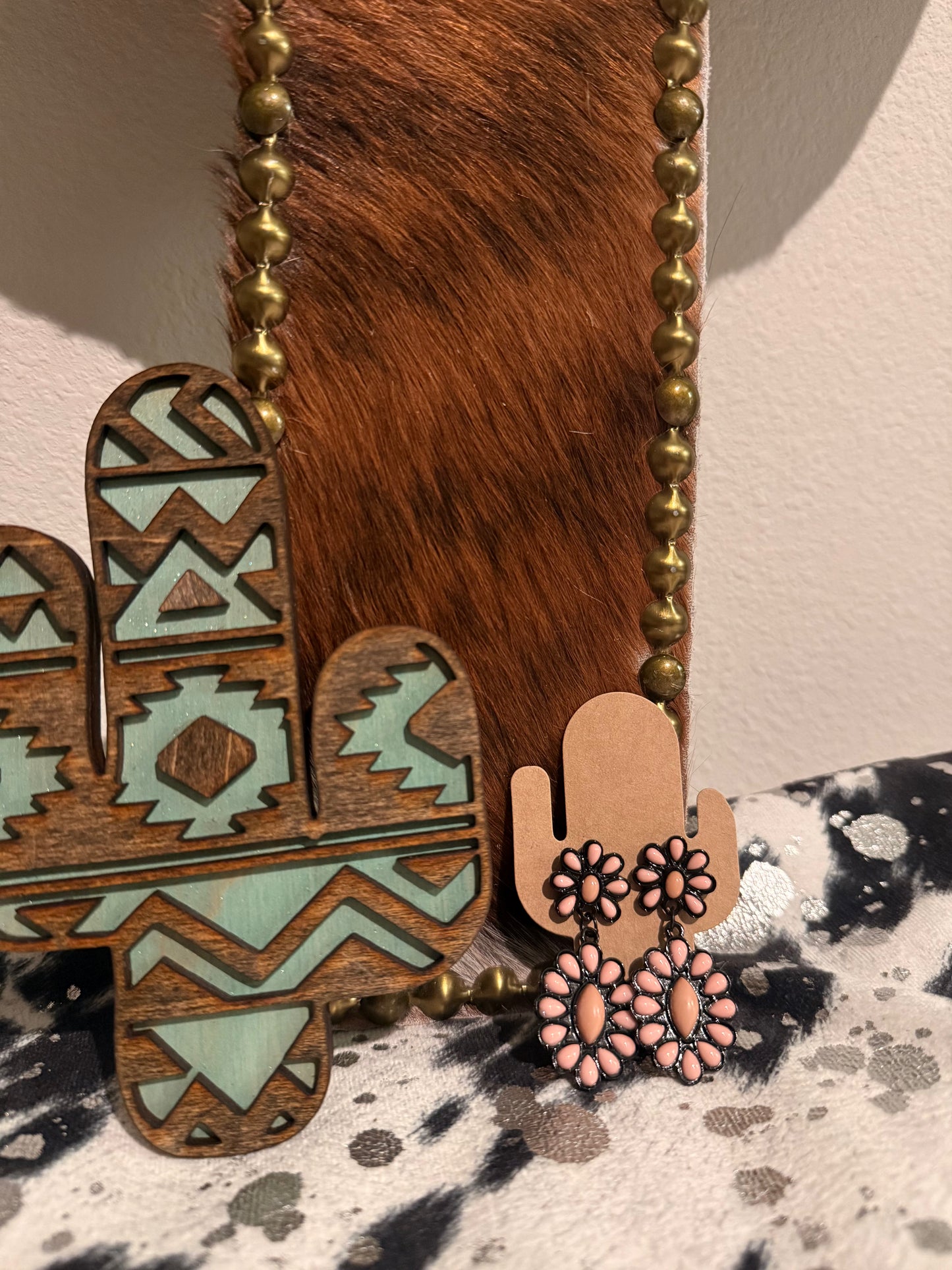 Coral Western Style Floral Earrings