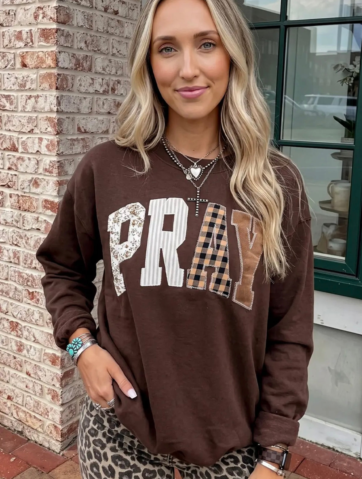 PRAY Embroidered Pullover Sweatshirt