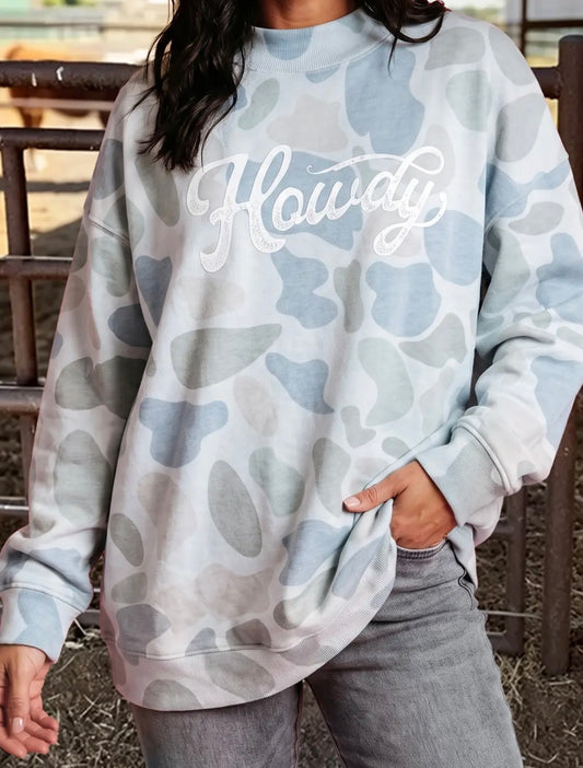 Howdy Gray Camo Oversized Sweatshirt