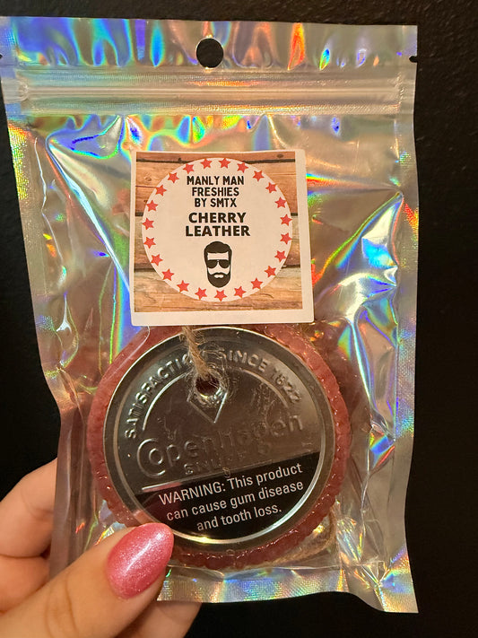 Red Copenhagen Snuff Car Freshie- Cherry Leather Scent