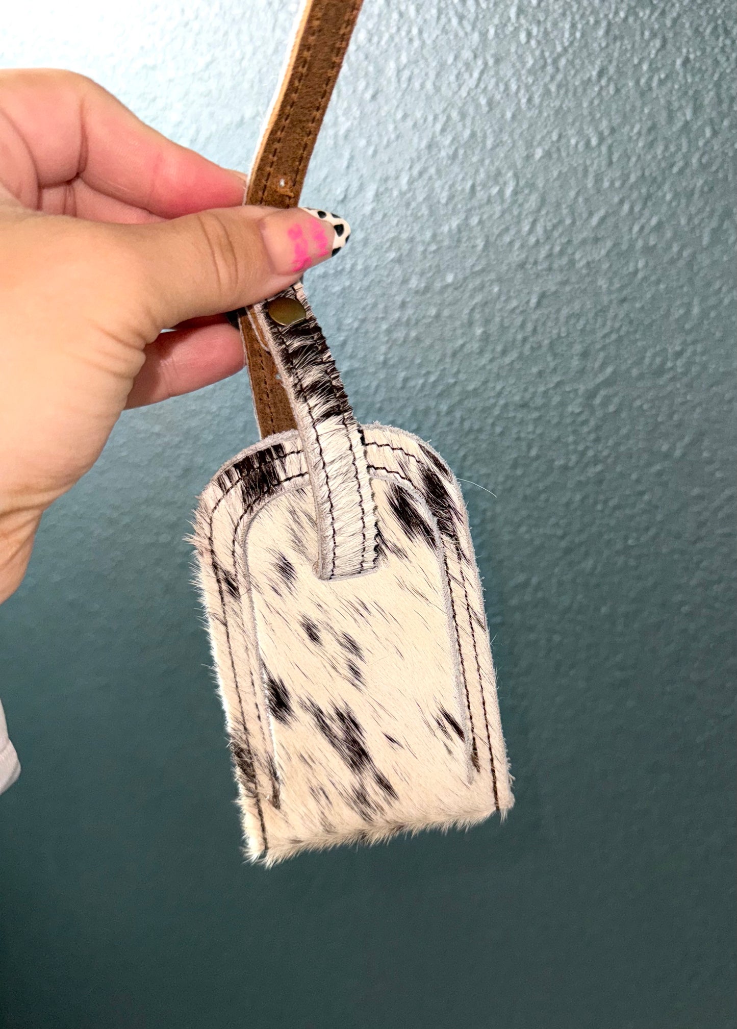 Spotted Cowhide Luggage Tag