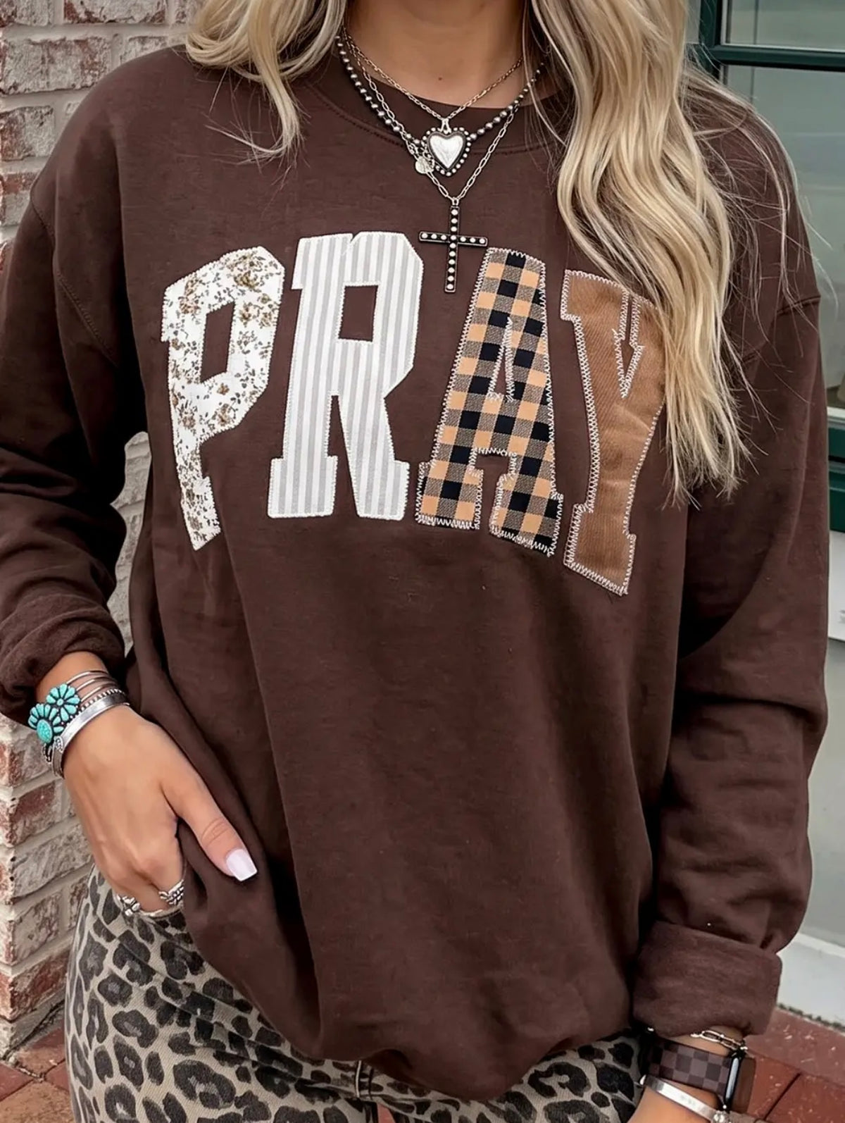 PRAY Embroidered Pullover Sweatshirt