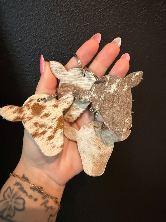 All Cowhide- Cow Keychain