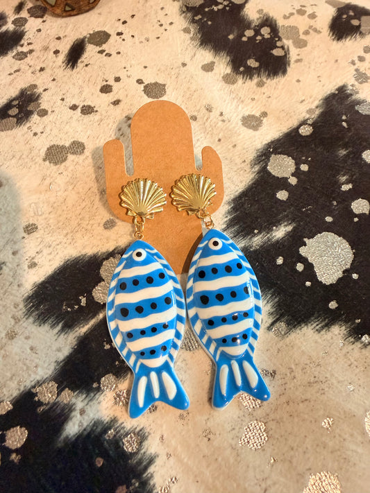 Seashell & Fish Coastal Earrings