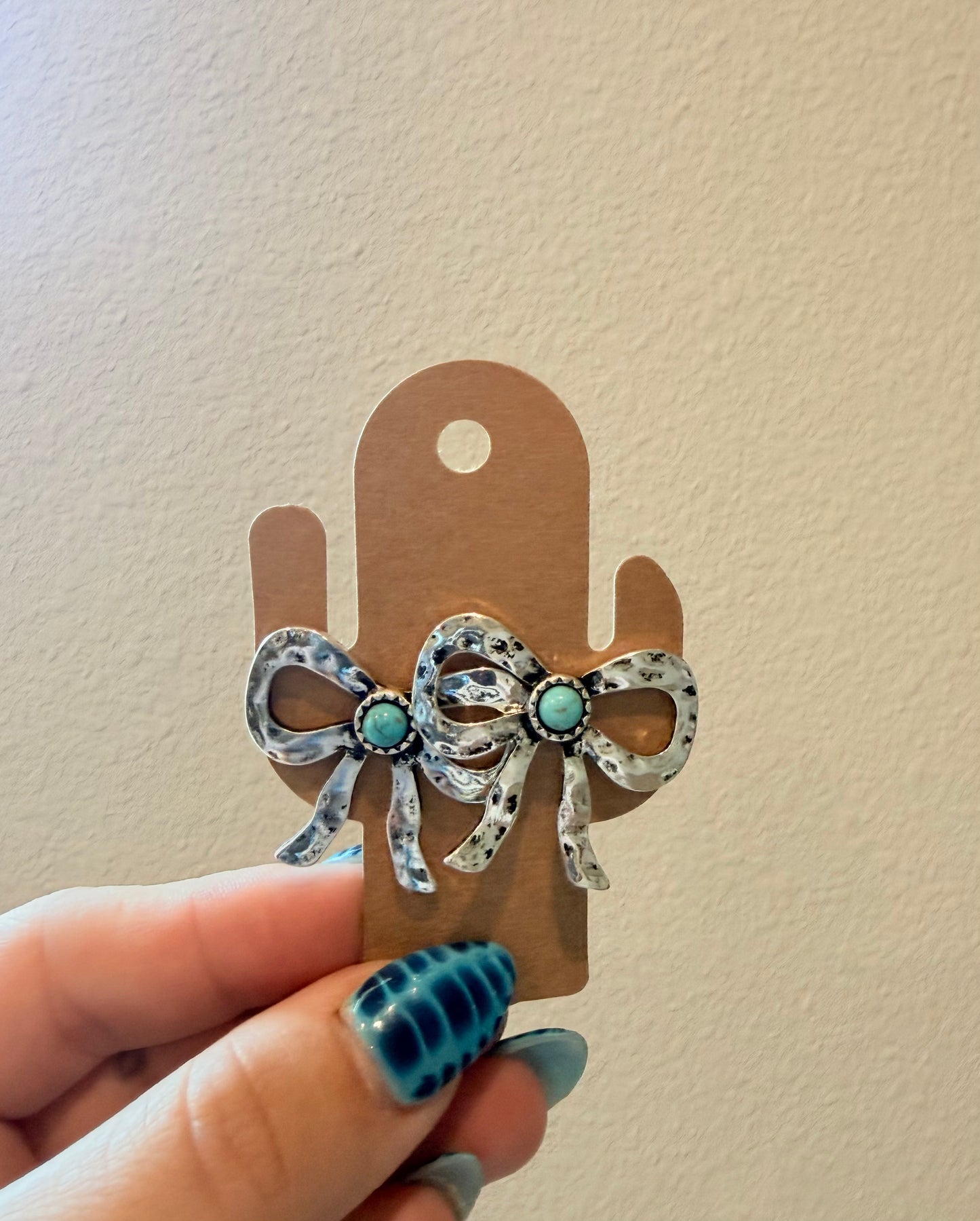 Silver & Turquoise Bow Earrings