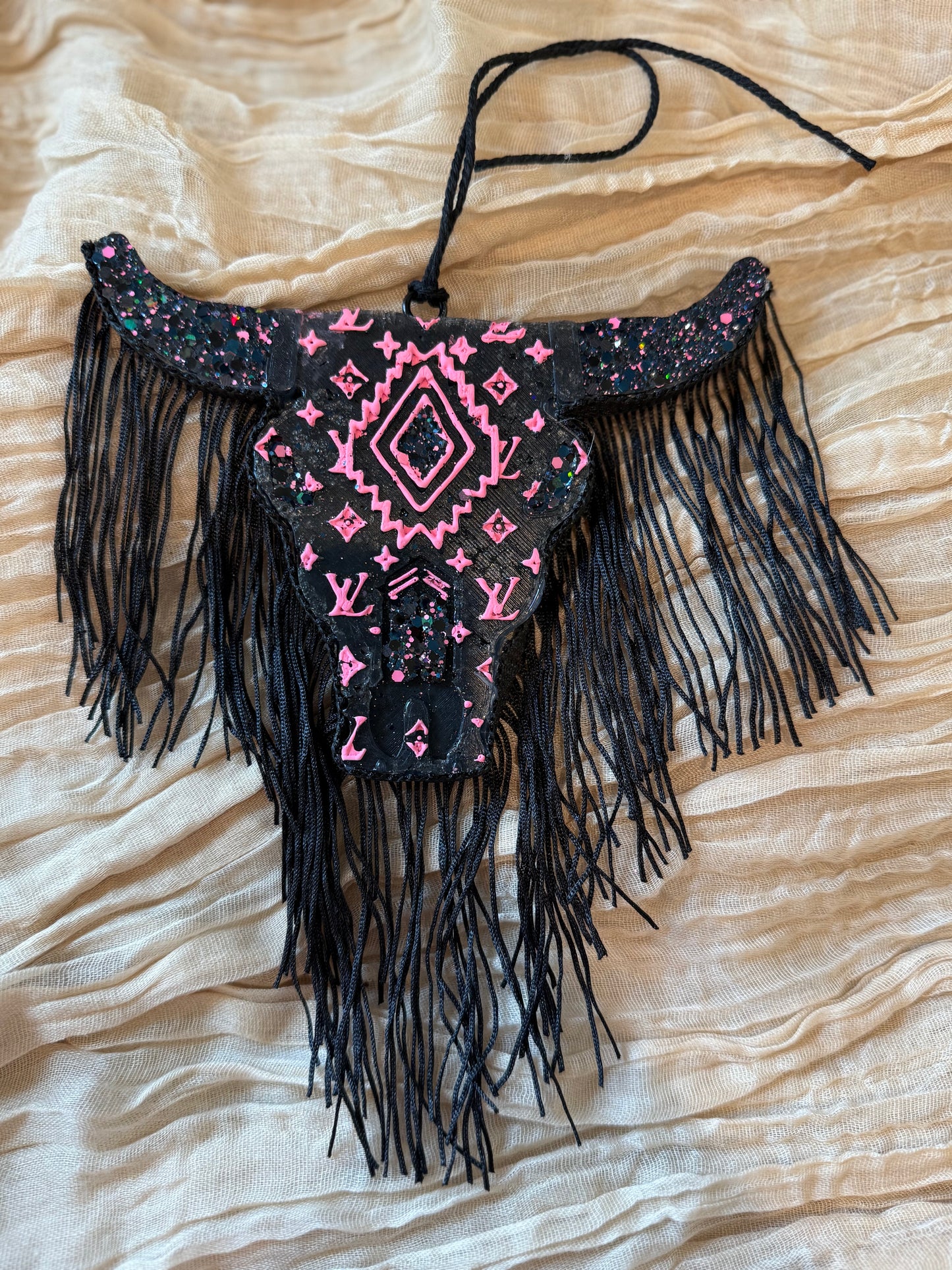 LV Black & Pink Bull Head Car Freshie