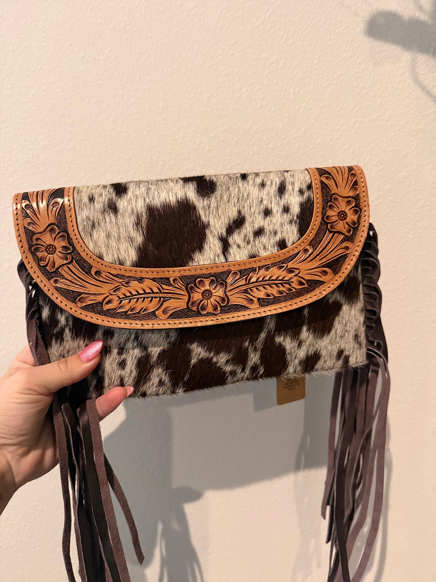 Blossom Tooled Cowhide & Leather Crossbody