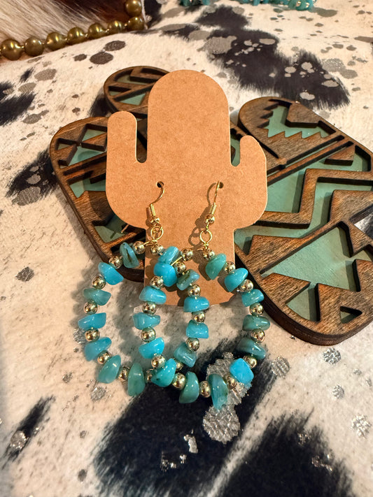 Turquoise & Gold Loop Earrings