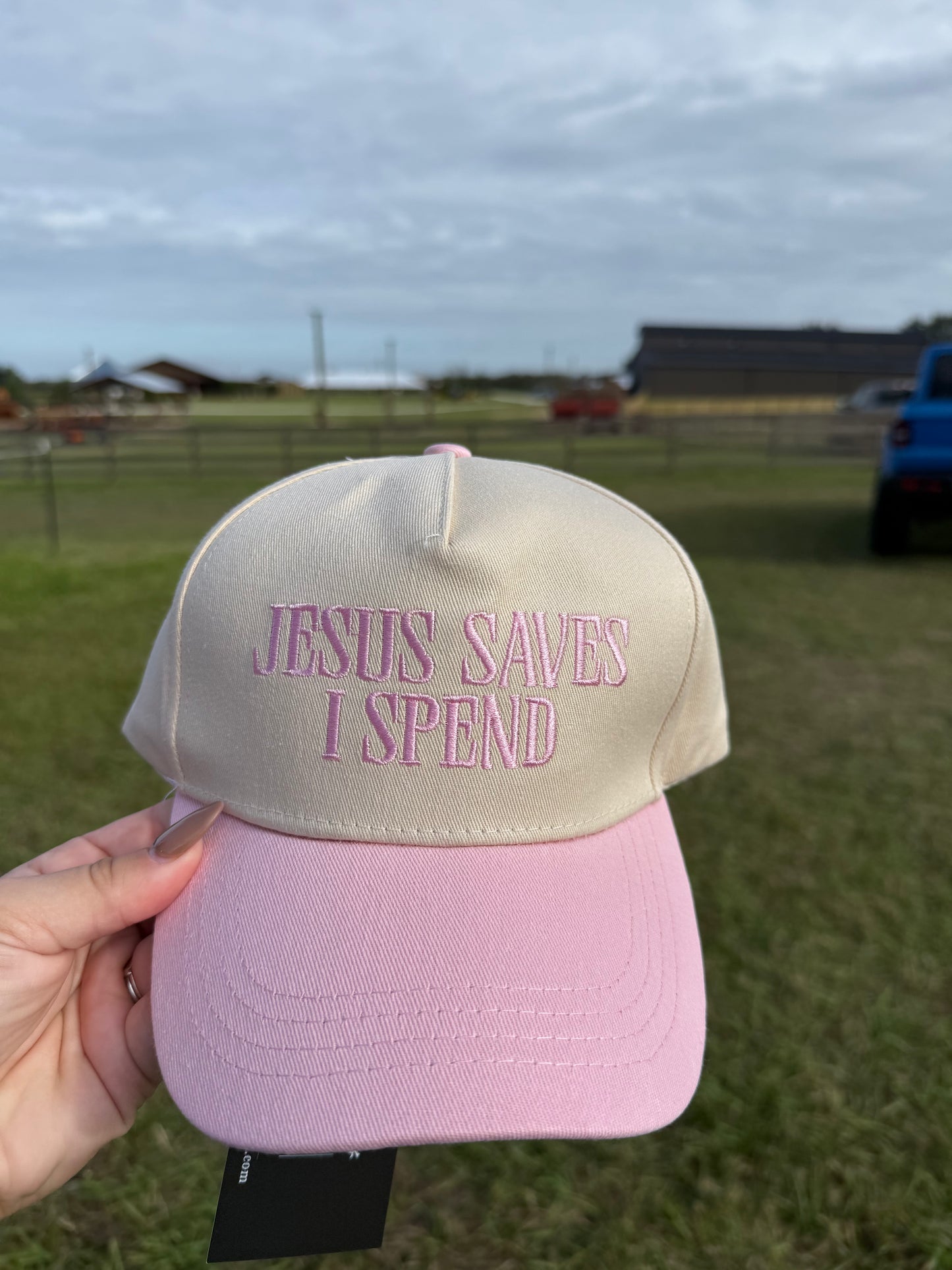 Pink Jesus Saves I Spend Hat