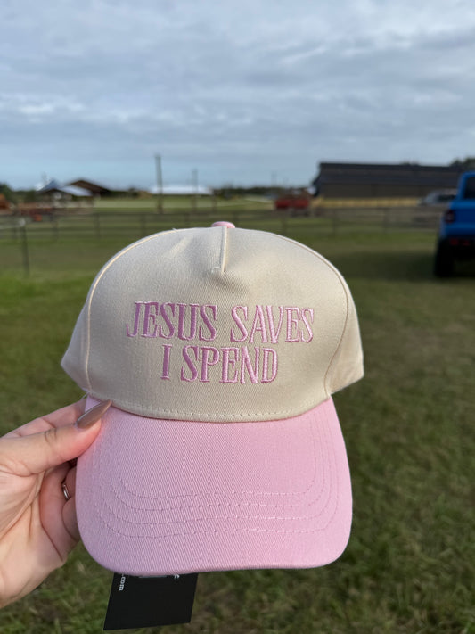 Pink Jesus Saves I Spend Hat