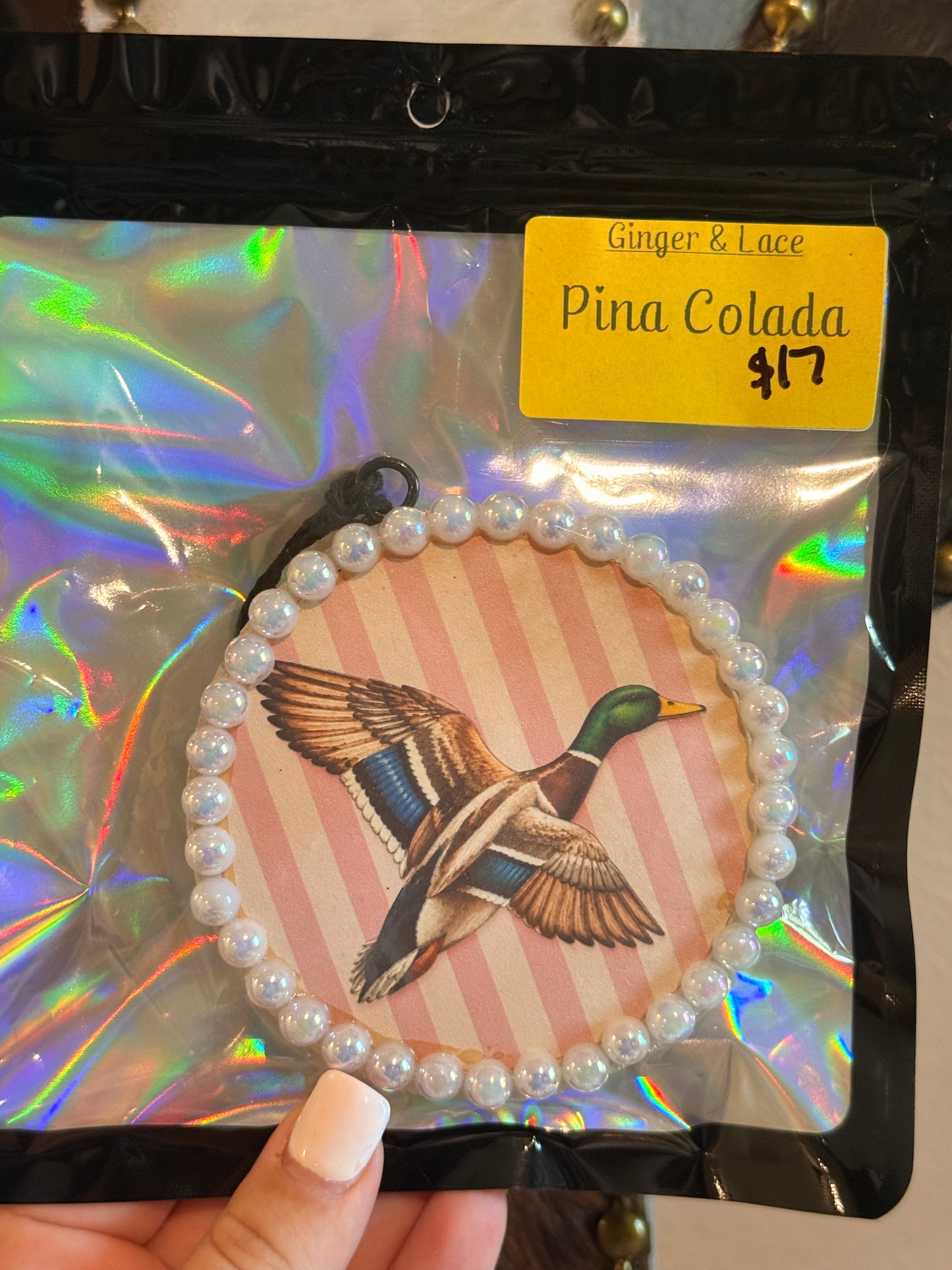 Stripped Duck & Pearl Car Freshie