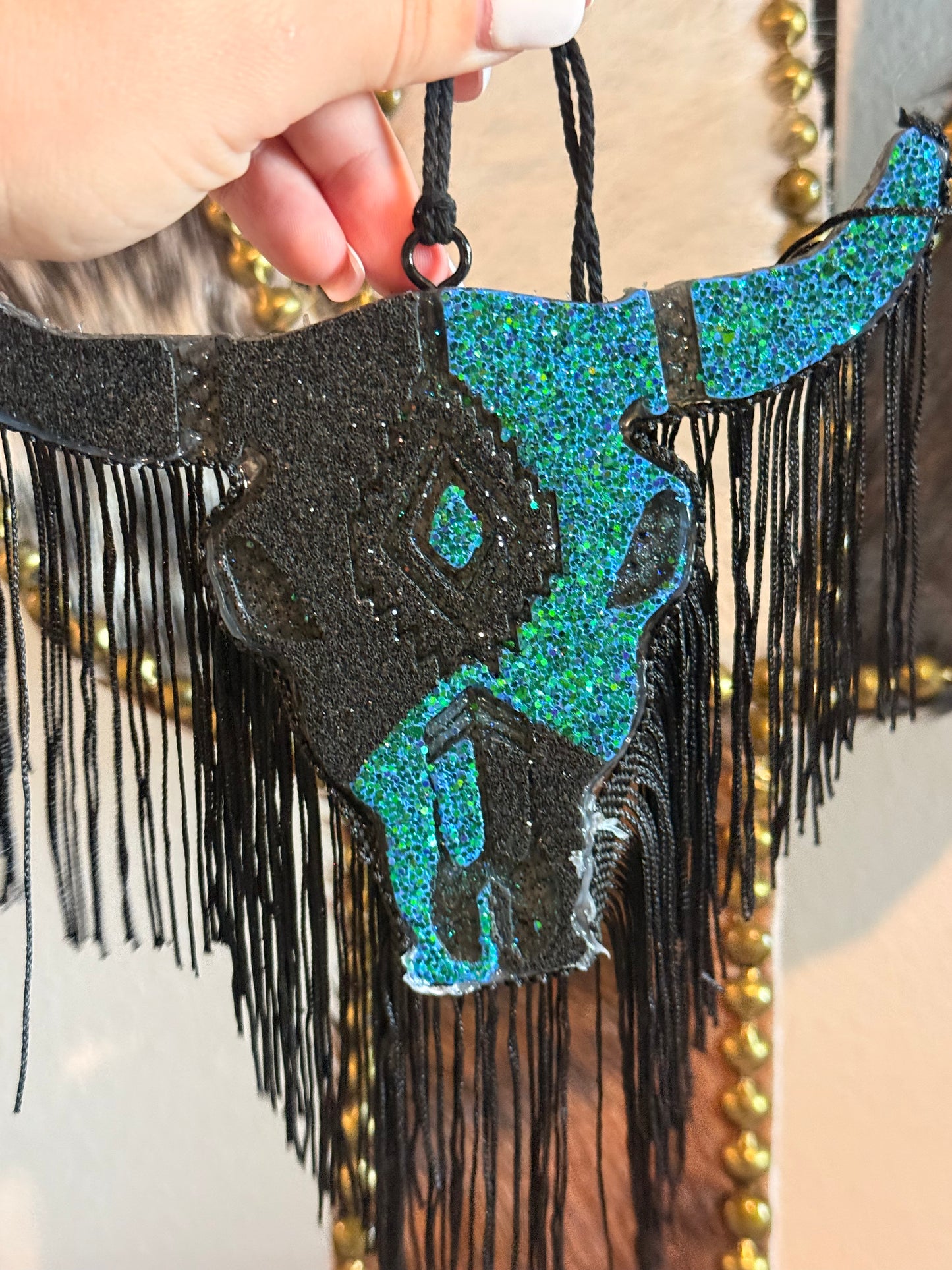 Blue & Black Bull Head Car Freshie