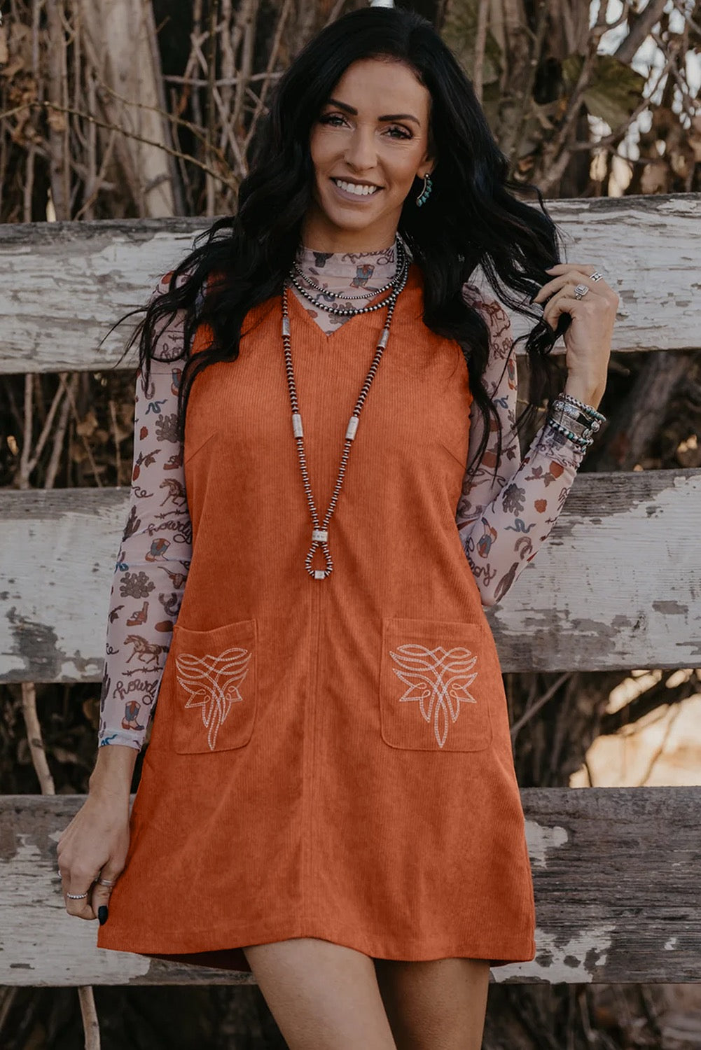 Terracotta Western Mini Dress