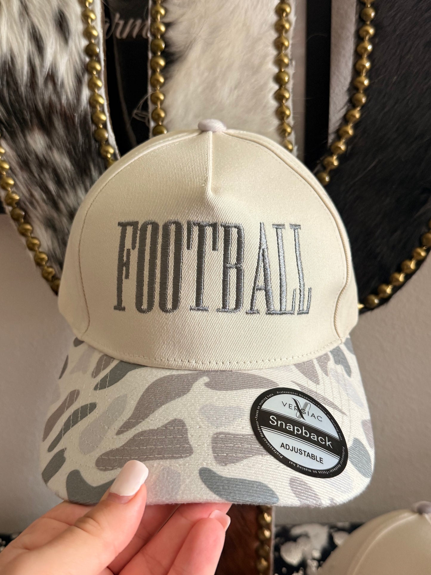 Beige & Camo Football Hat