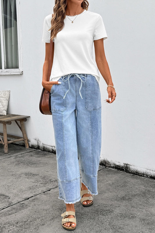 Breck Blue Jeans- Natural Hem & Wide Leg