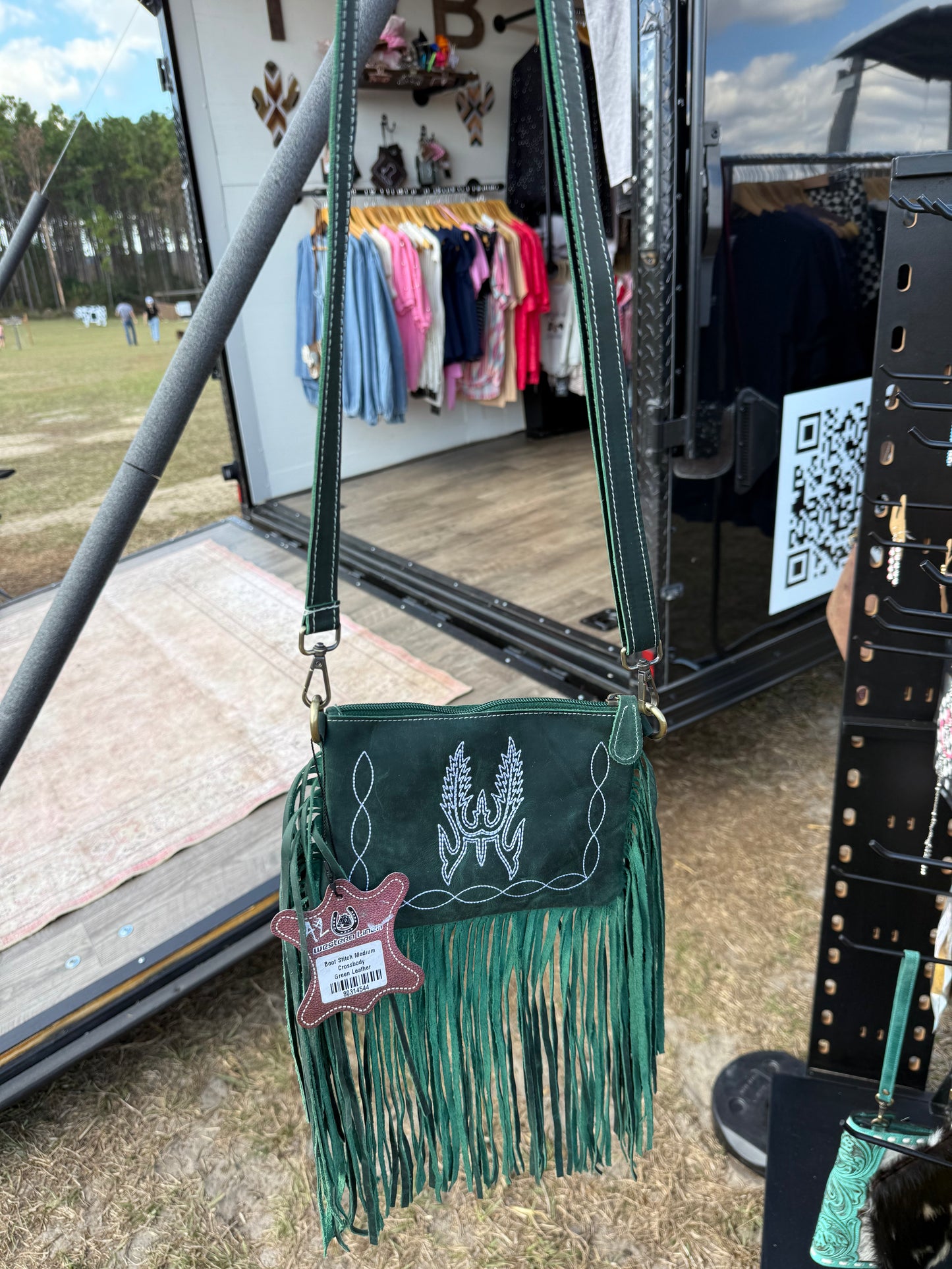 Emerald Bootstitch Crossbody Purse