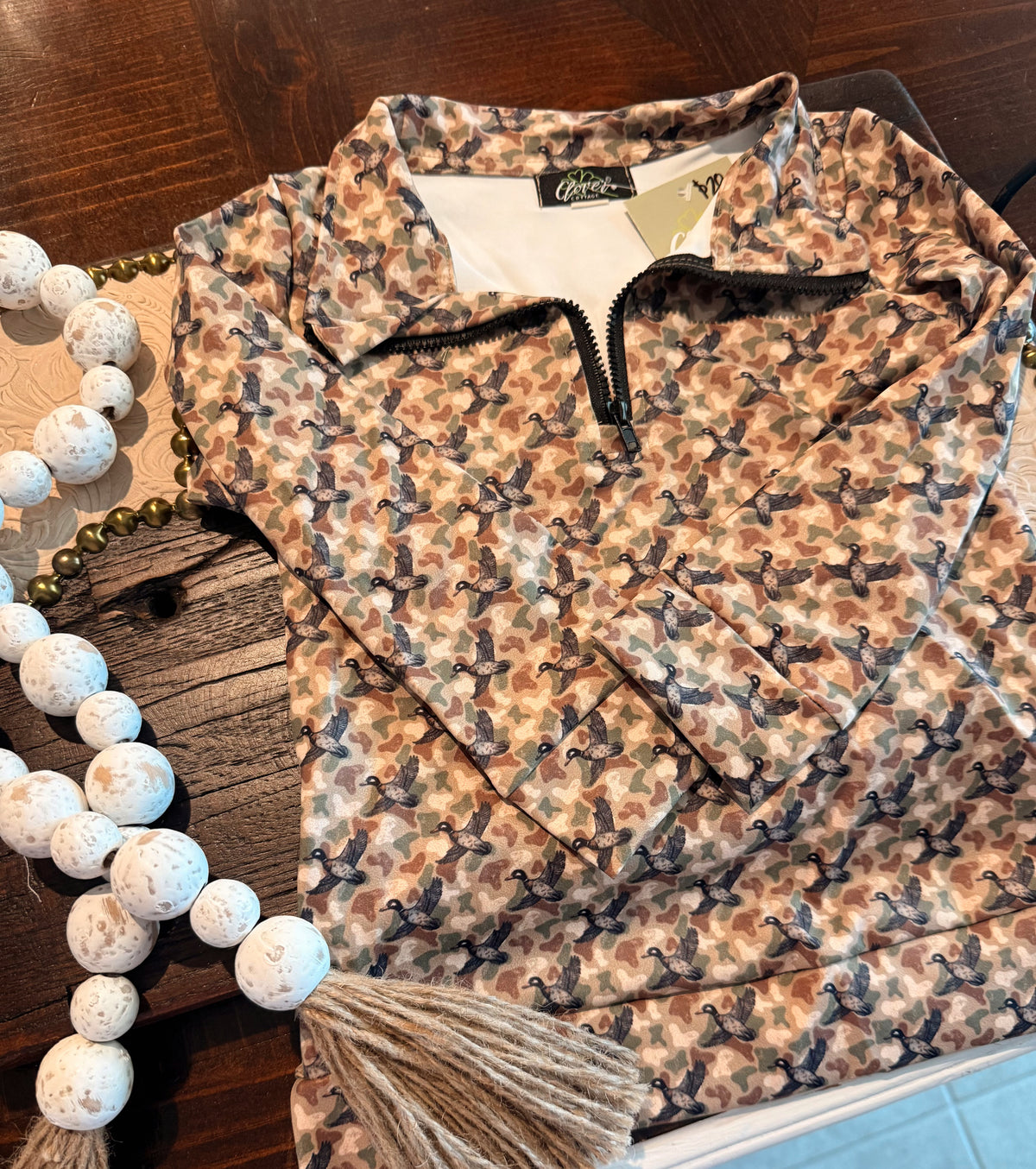Boys Camo & Duck Quarter Zip Jacket