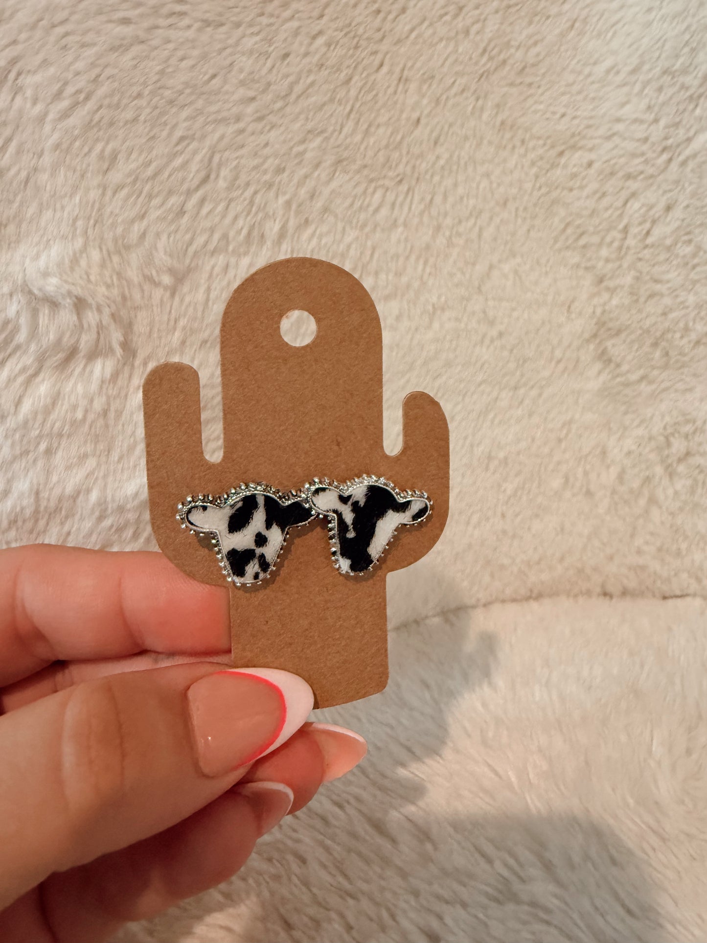 Black & White Cow Stud Earrings