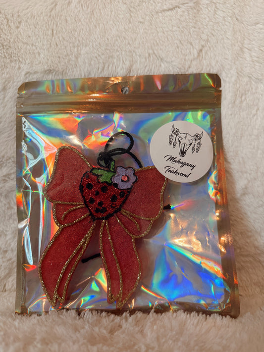 Strawberry Bow Car Freshie