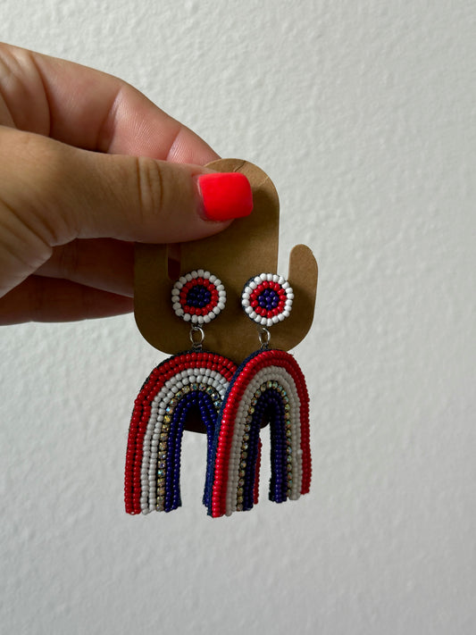 Rainbow Patriotic Beaded Earrings