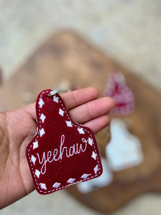 Cherry Leather YeeHaw Keychain