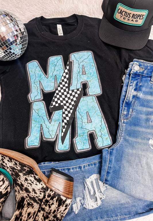 Turquoise & Lightning Mama Graphic Tee