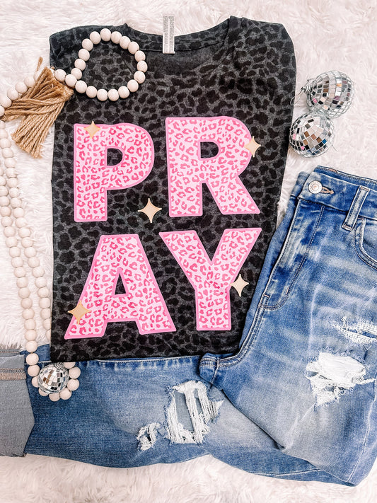 Leopard & Pink Pray Graphic Tee