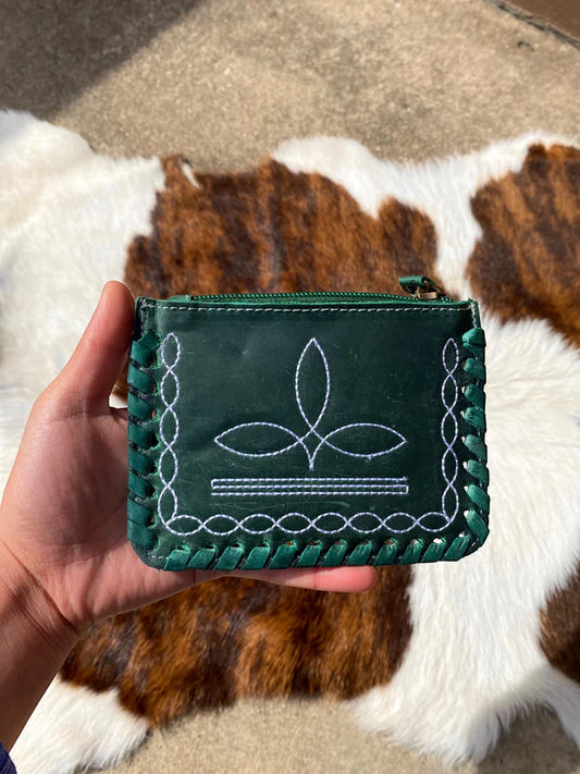 Emerald Stitch Coin Purse