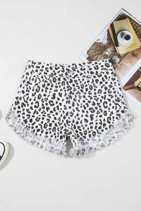 Leopard Denim Shorts