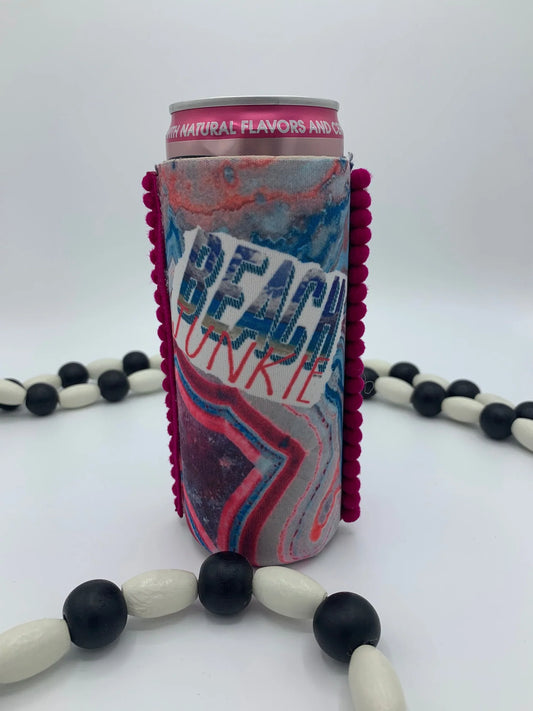 Beach Junkie with Pom Poms Skinny Koolie