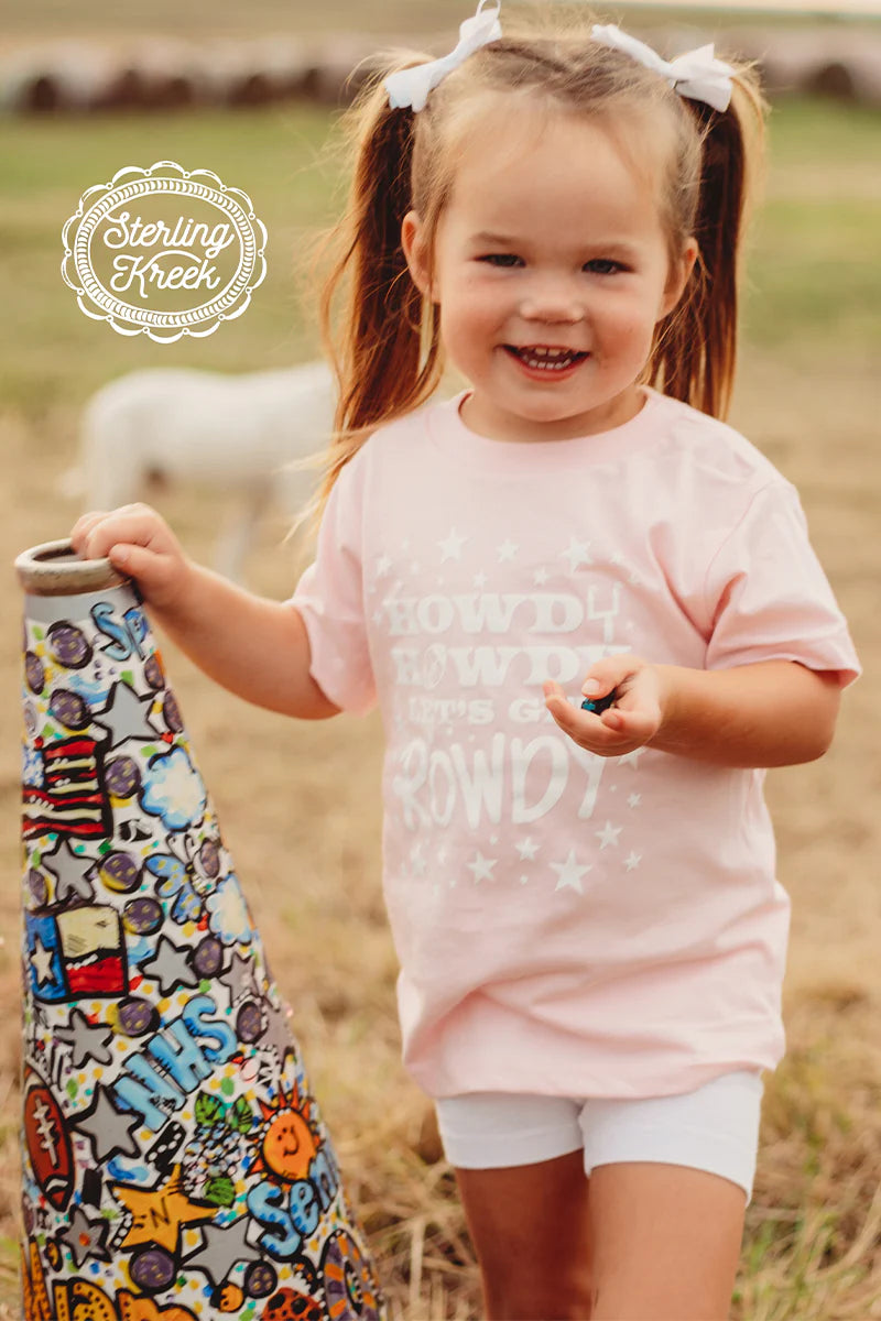 Pink & White Howdy Kids Graphic Tee